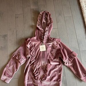 Pink sparkle Ruffled Hoodie with joggers